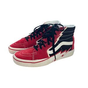 Vans Sk8-Hi Bolt High Top Sneakers Red Suede Men’s 7.5 Women’s 9 Retro Lightning